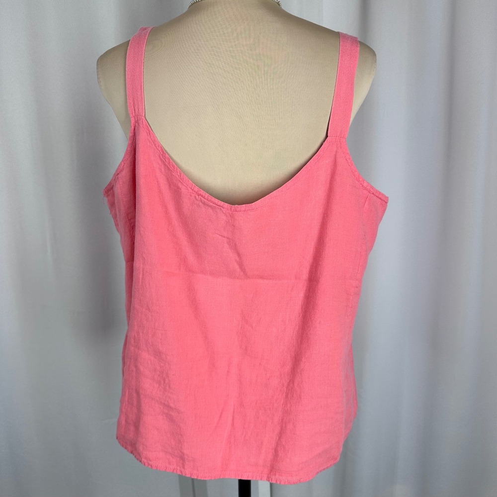 Eileen Fisher Pink 100% Irish Linen Tank Top Shell Women Sz L Scoop Neck Lined - Picture 3 of 13